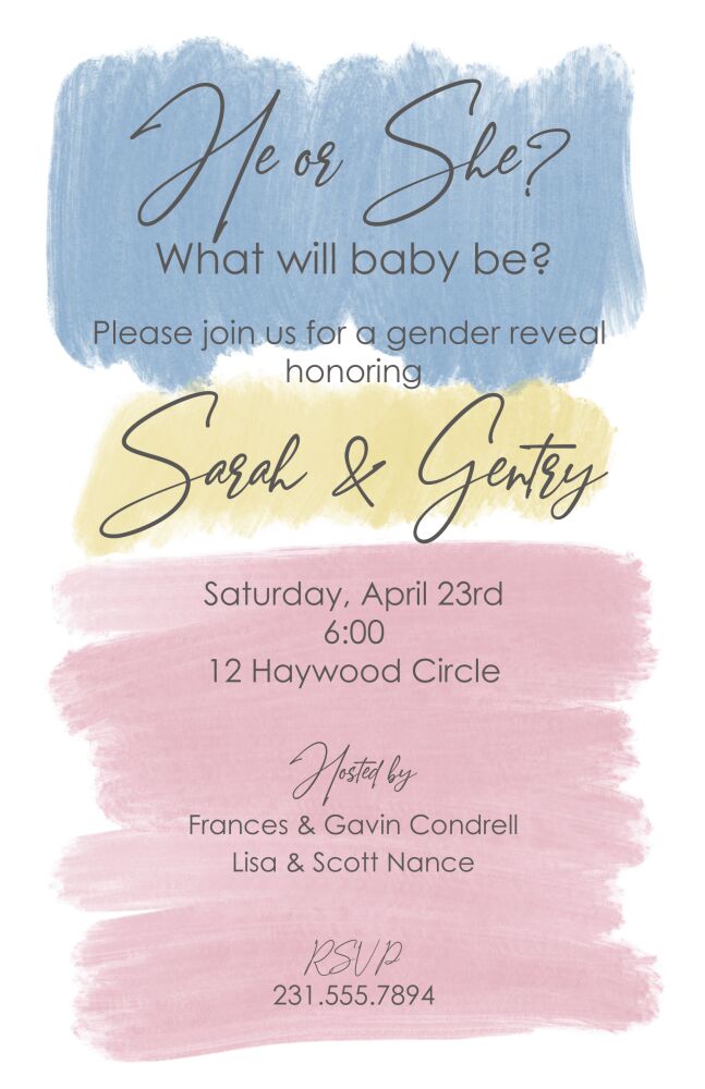 Painterly Gender Reveal Invitation
