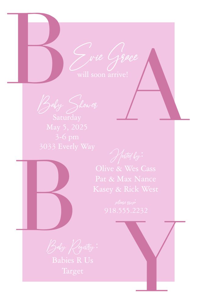 Abstract Pink Baby Shower Invitation