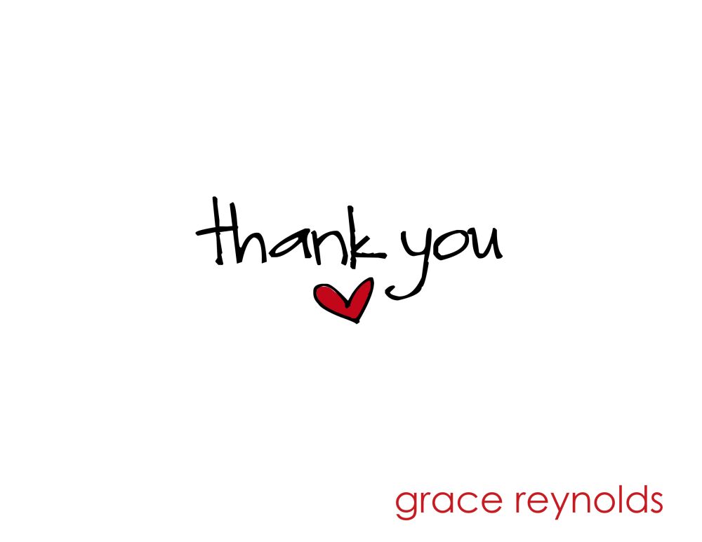 Thank You Heart White Folded Note