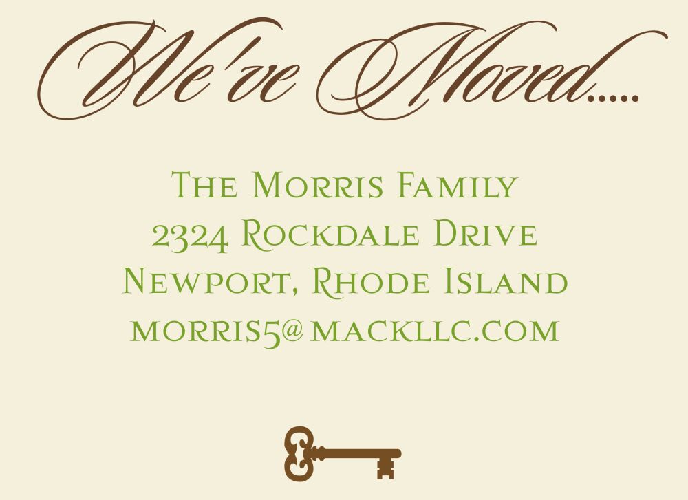 House Key Moving Announcement