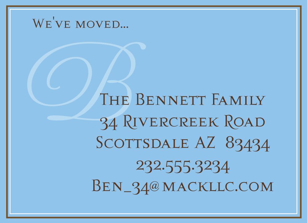 Family Initial Moving Announcement