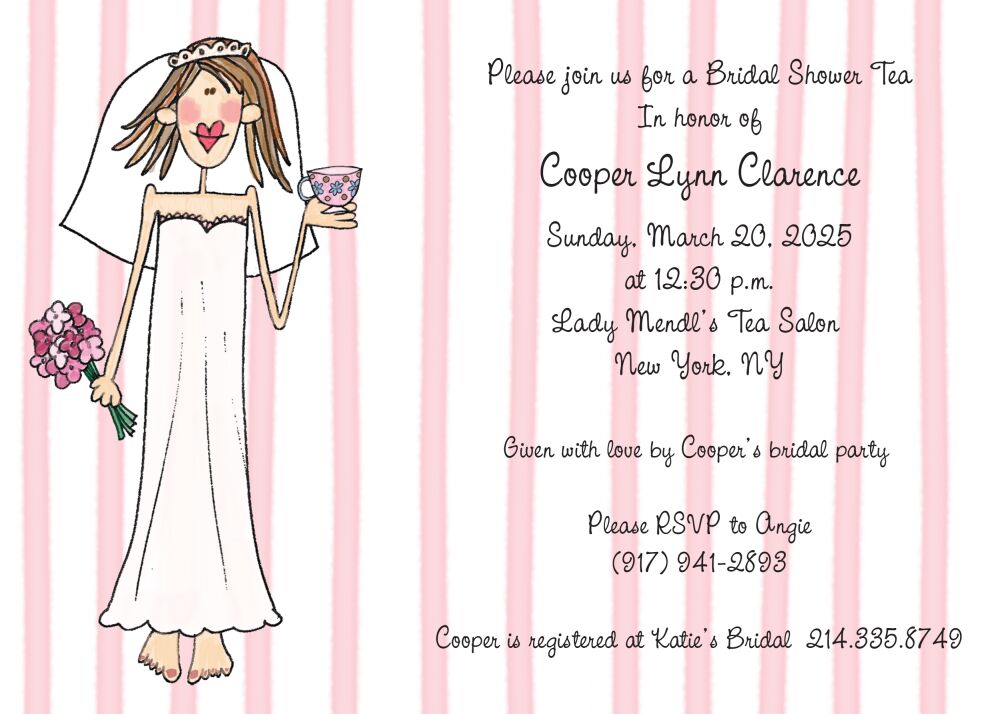 Personalized Character Bridal Tea Invitation