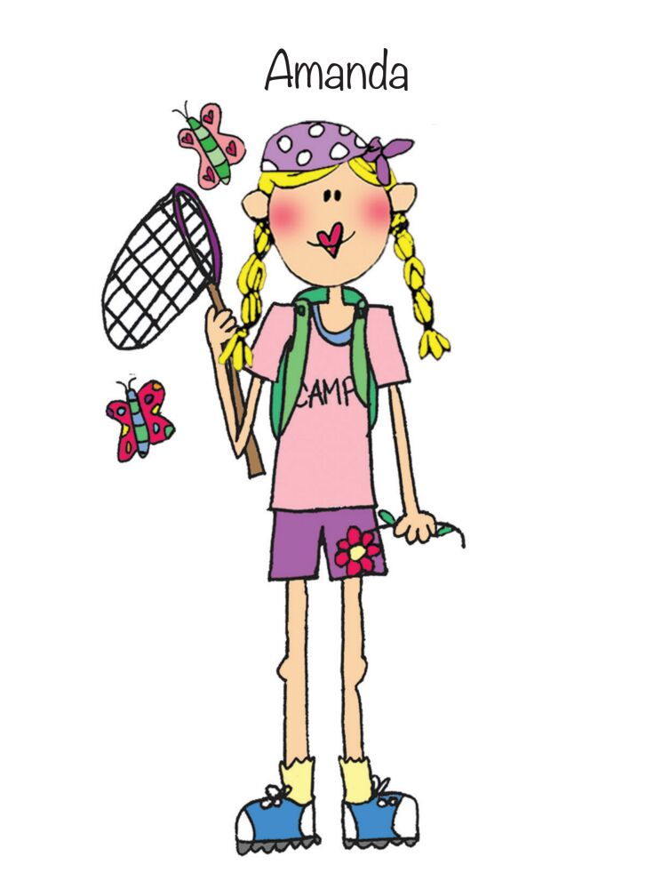 Camp Girl Personalized Character Folded Note