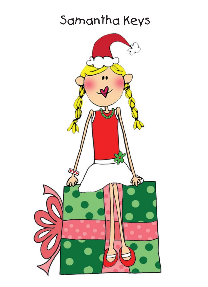 Personalized Character Christmas Package Folded Note