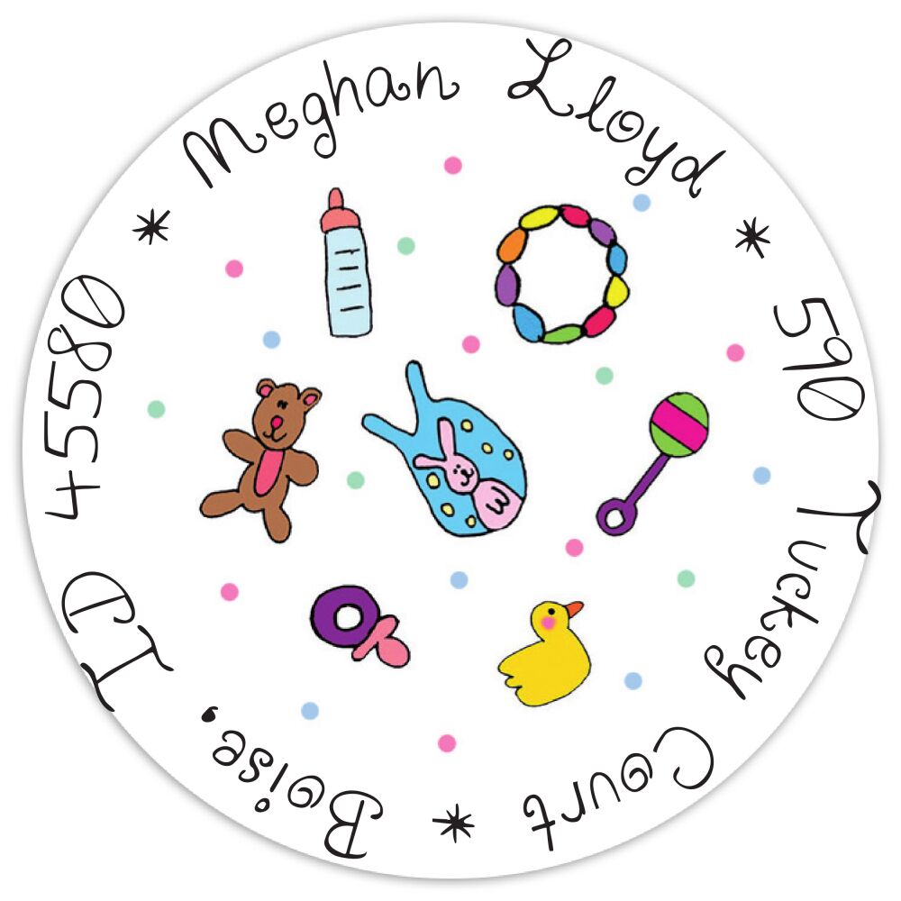 Personalized Character Baby Stuff Round Sticker