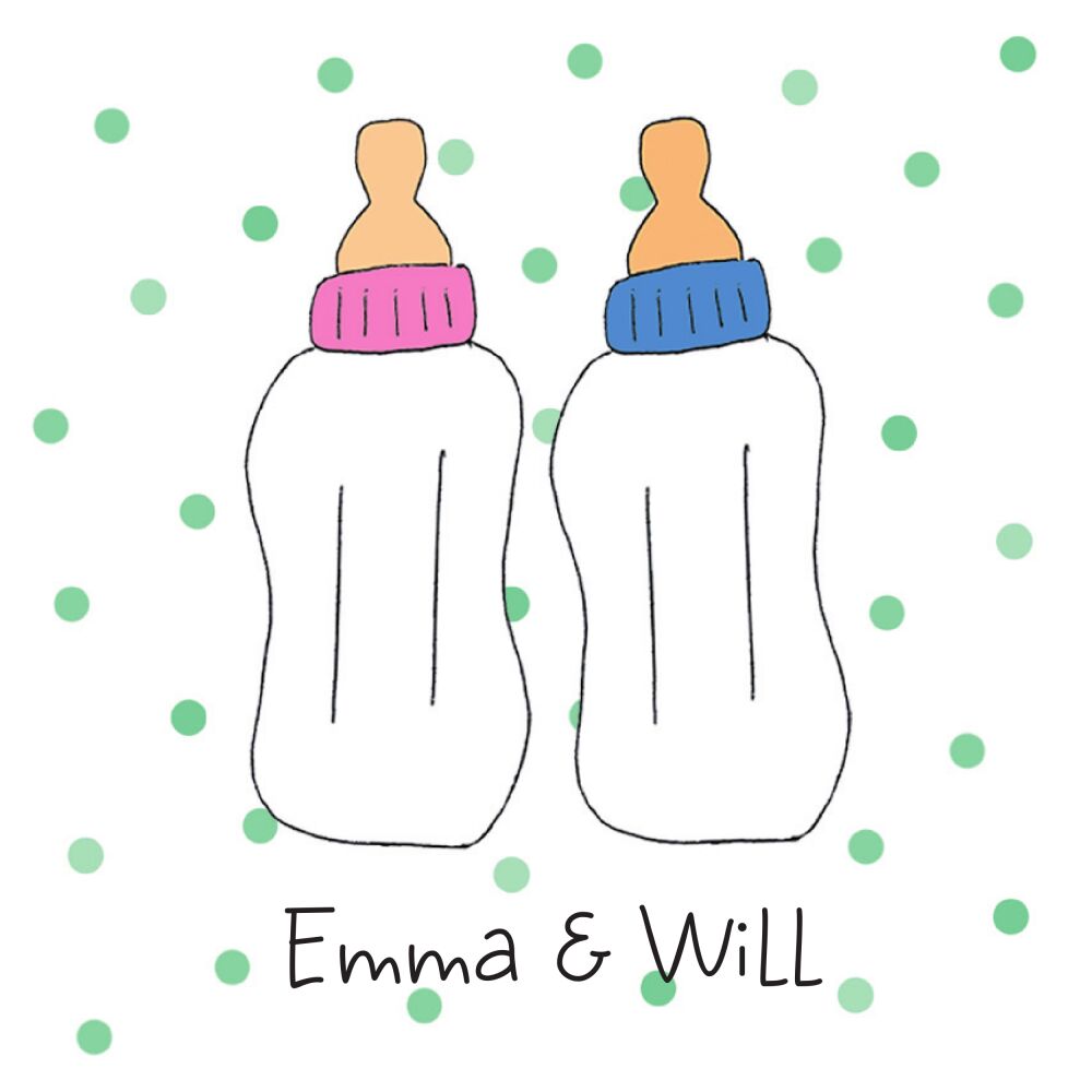 Pink and Blue Bottle Square Flat Sticker