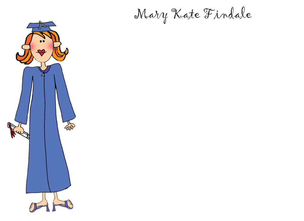 Personalized Character Graduation Girl Flat Note