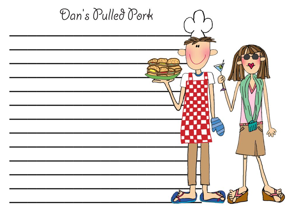 Personalized Character BBQ Lined Flat Note