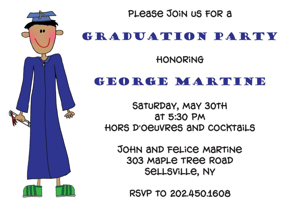 Personalized Character Graduation Boy Invitation