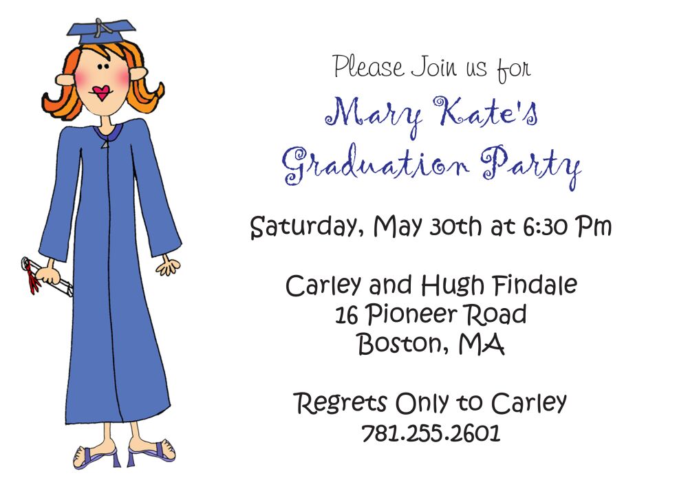 Personalized Character Graduation Girl Invitation