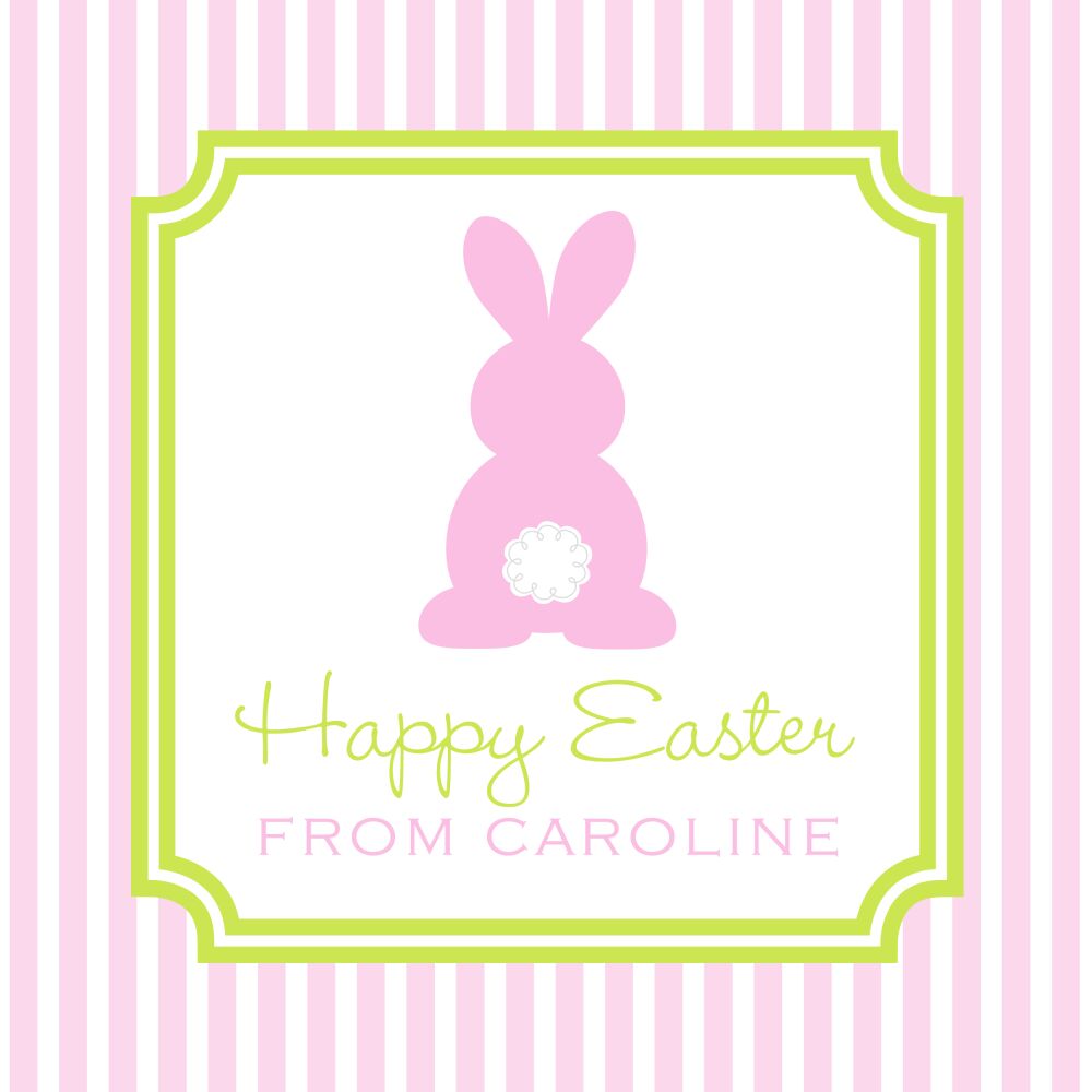 Easter Bunny Pink Stripes Gift Sticker