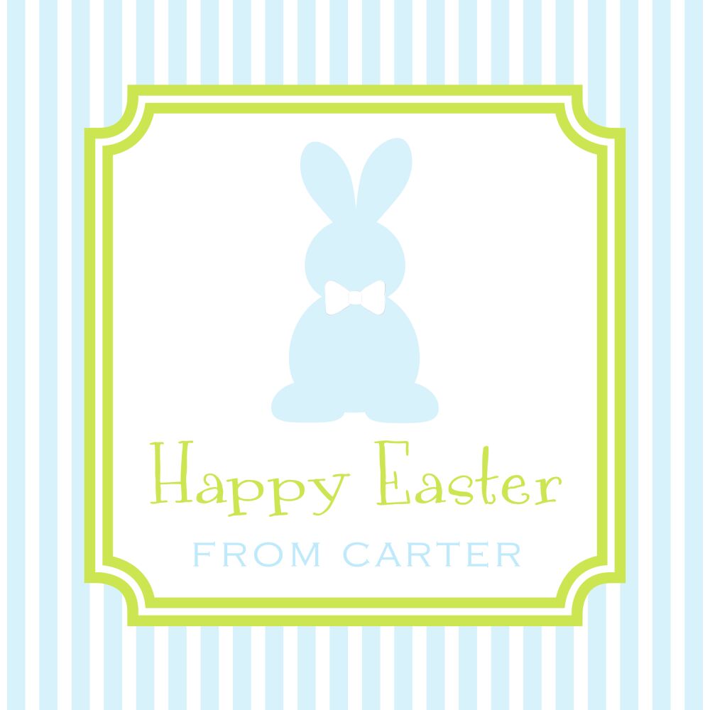 Easter Bunny Blue Stripes Gift Sticker