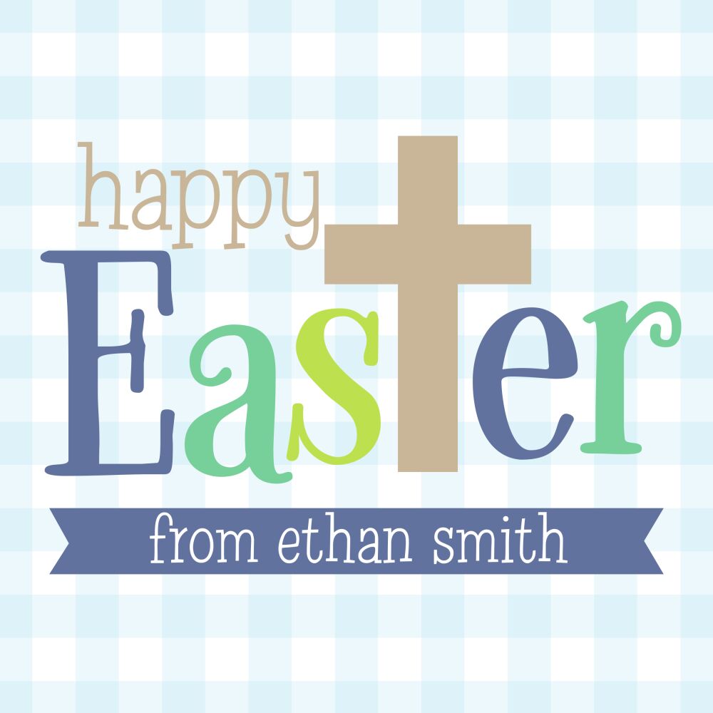 Happy Easter Gingham Gift Sticker