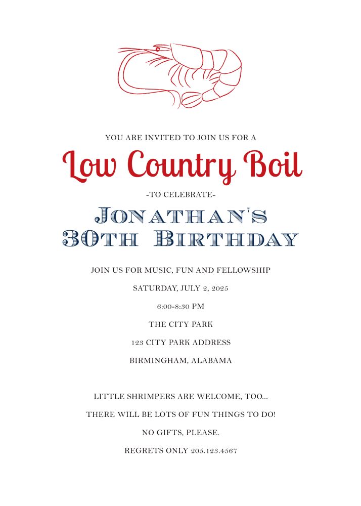 Low Country Boil Invitation