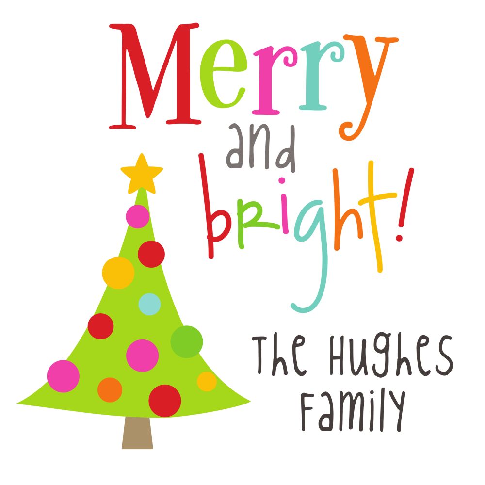 Merry and Bright Square Gift Sticker