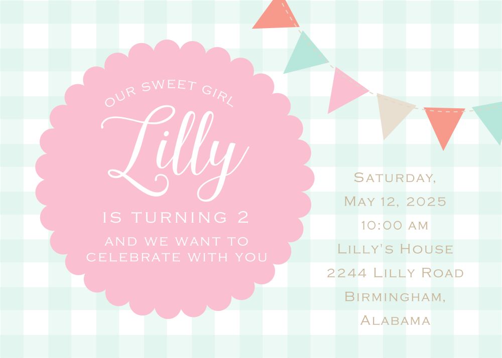 Bunting Gingham Invitation
