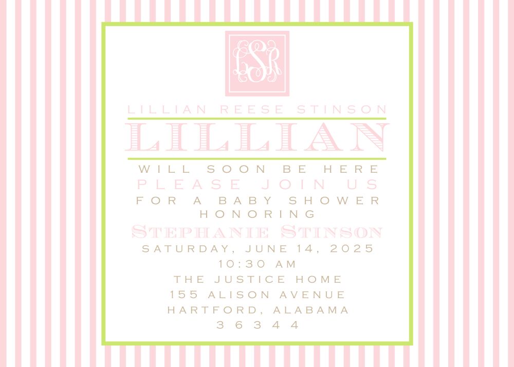 Southern Seersucker Pink Invitation