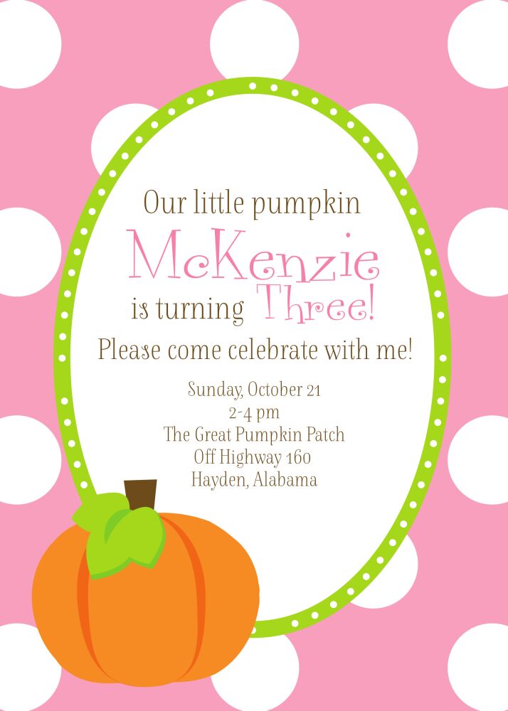 Pumpkin Cutie Pink Invitation