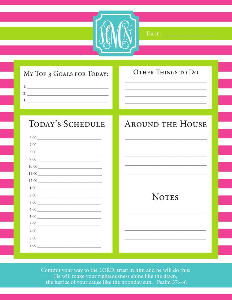 Turquoise Strawberry Lime Daily Schedule Notepad