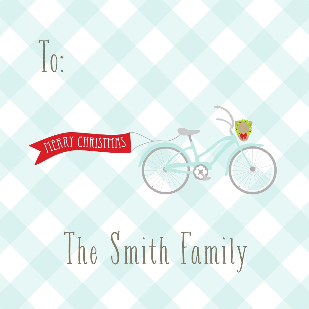 Bicycle Christmas Gift Sticker