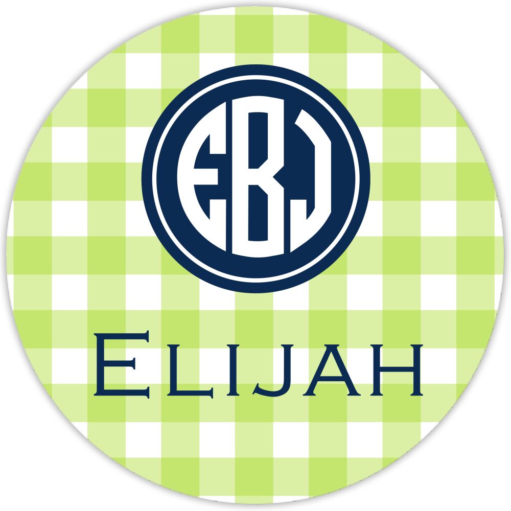 Lime Gingham Water-resistant Label