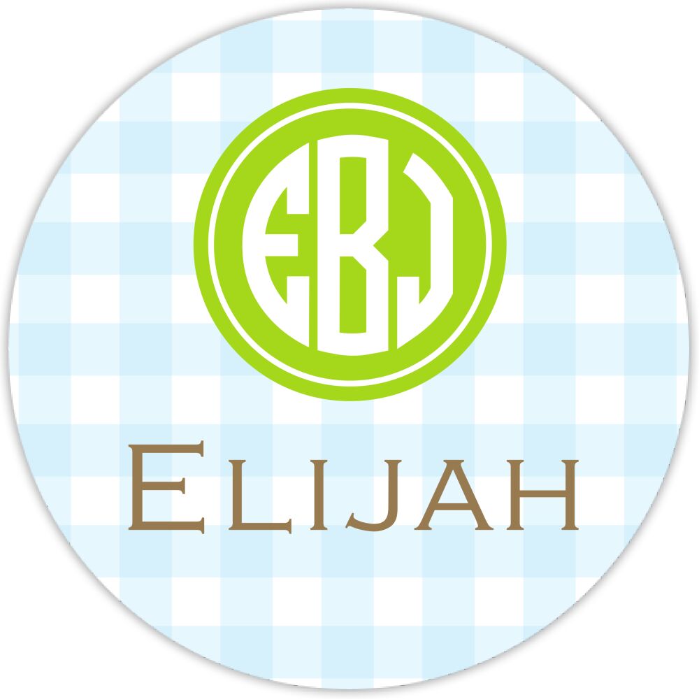 Light Blue Gingham Water-resistant Label