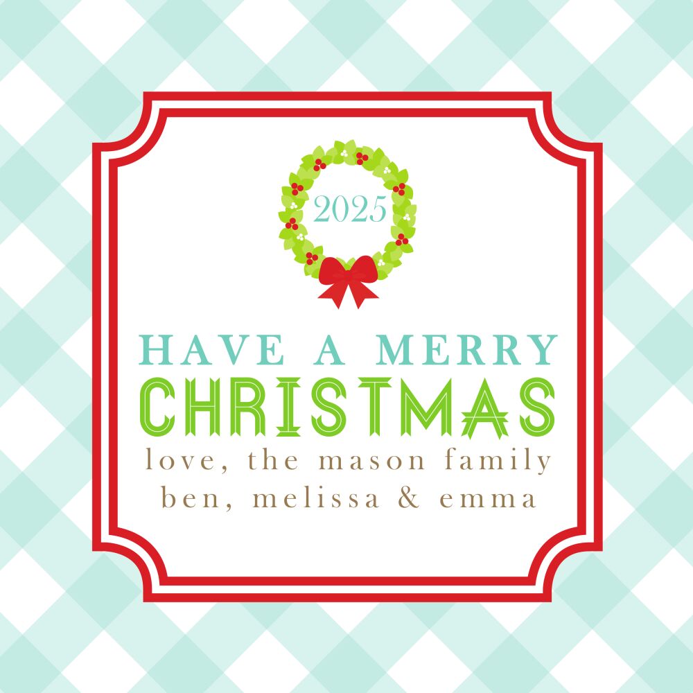 Gingham Christmas Enclosure Card
