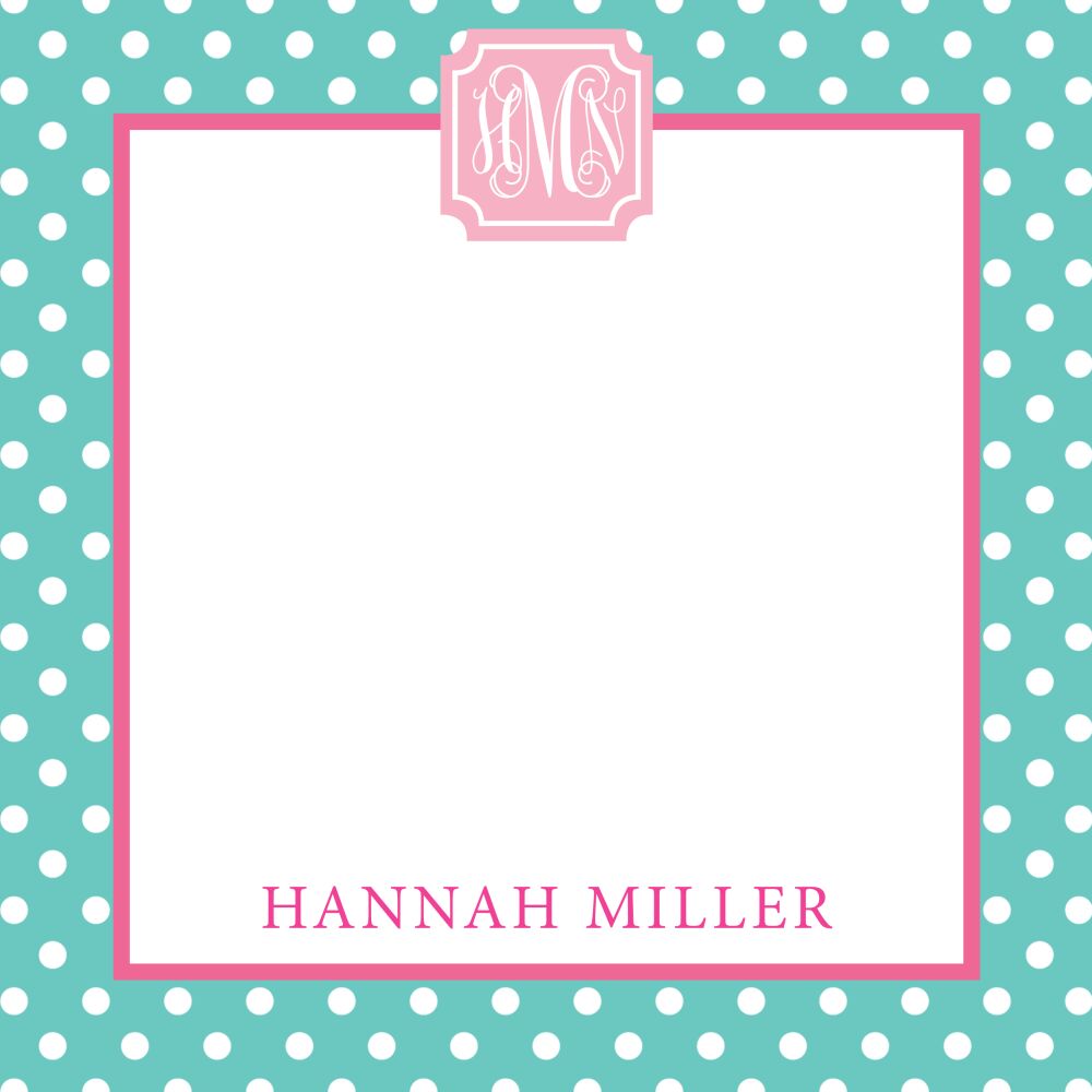 Mint Strawberry Pink Dots Square Notepad