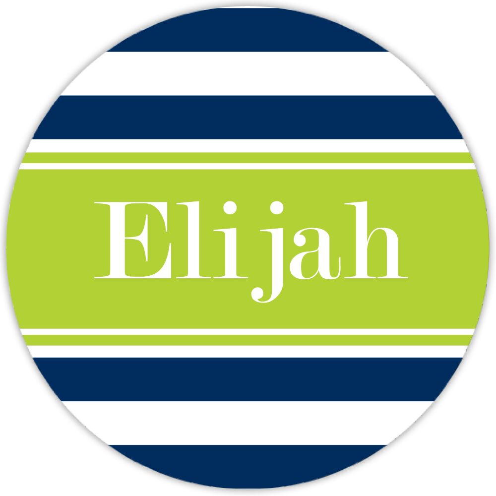 Lime Blue Stripes Water-resistant Label