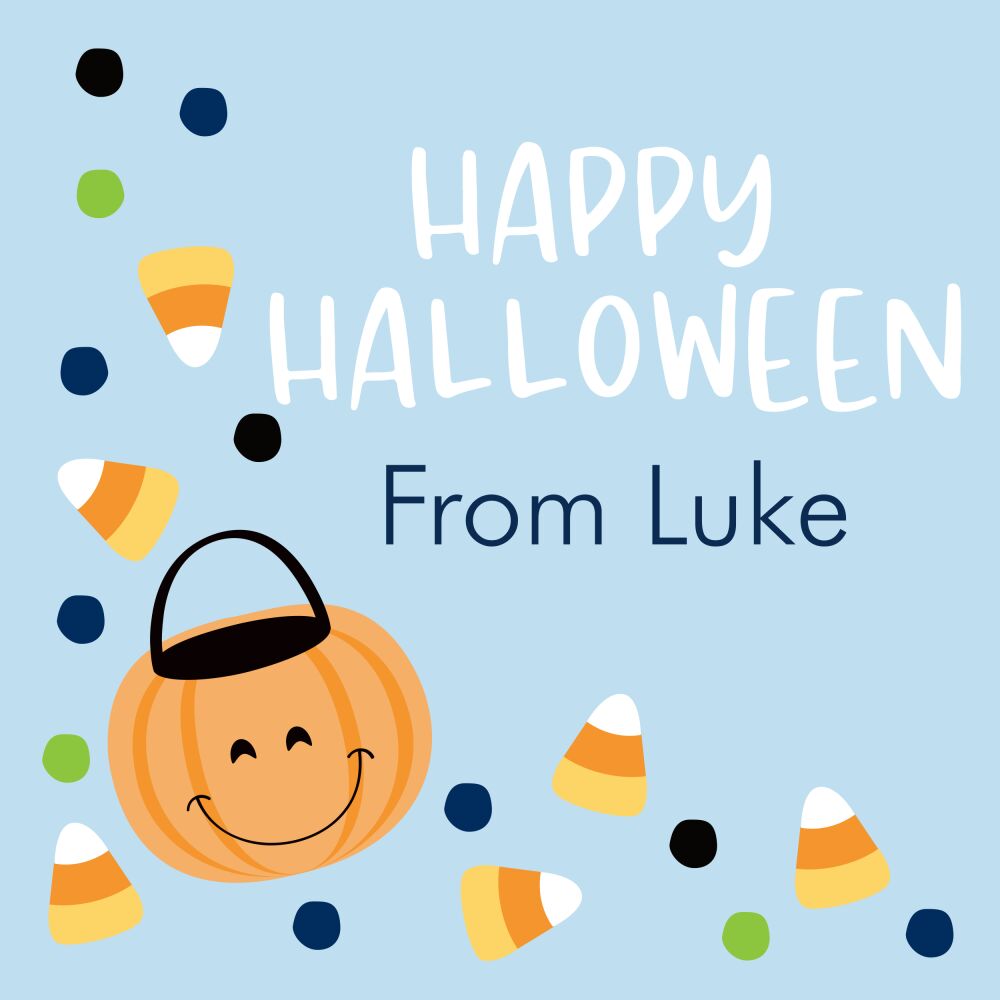 Halloween Bucket & Candy Blue Enclosure Card
