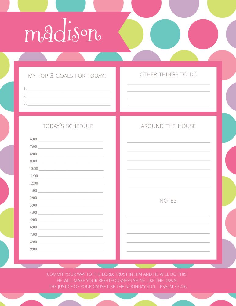 Dots Daily Schedule Notepad