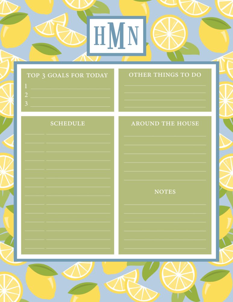 Lemonade Daily Schedule Pad