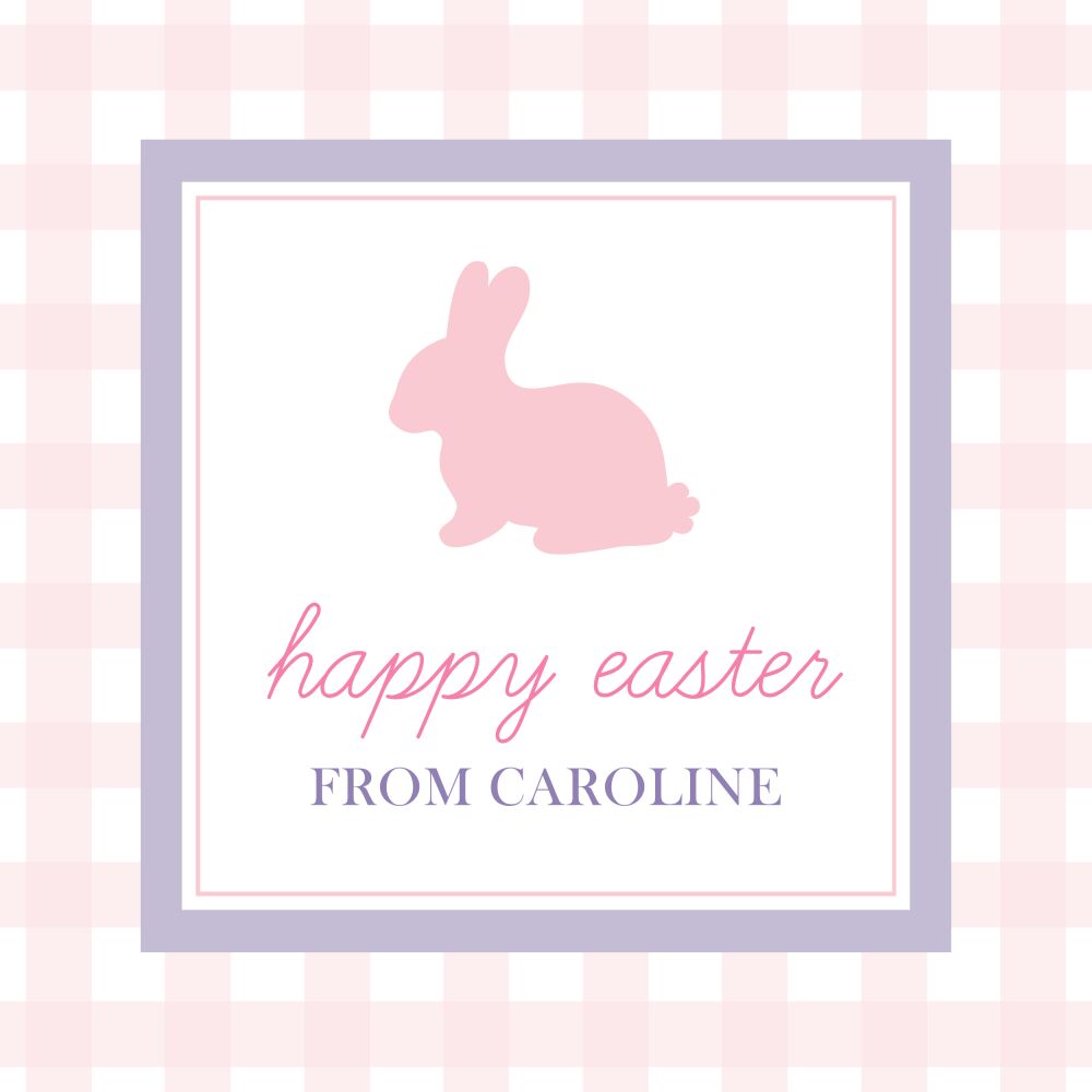 Gingham Bunny Silhouette Scallop Enclosure Card