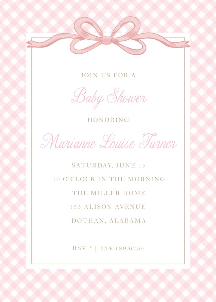 Bow Pink Invitation