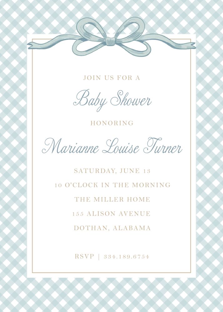 Bow Blue Invitation