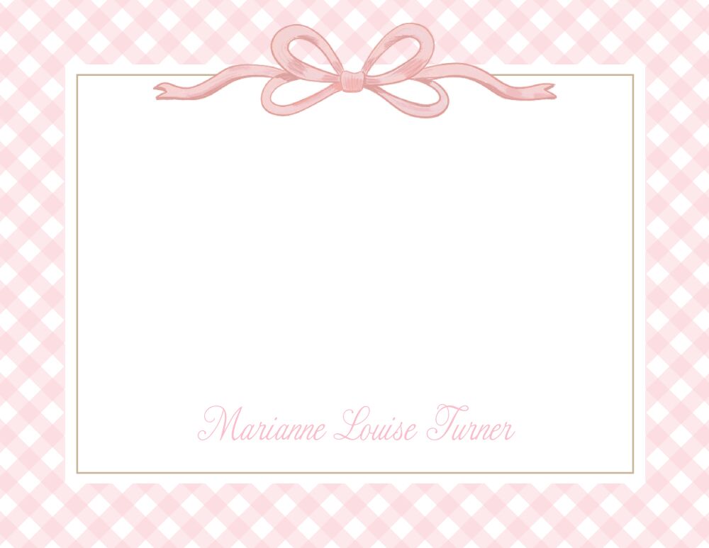 Bow Pink Flat Note Card