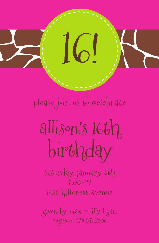 Giraffe Ribbon Invitation