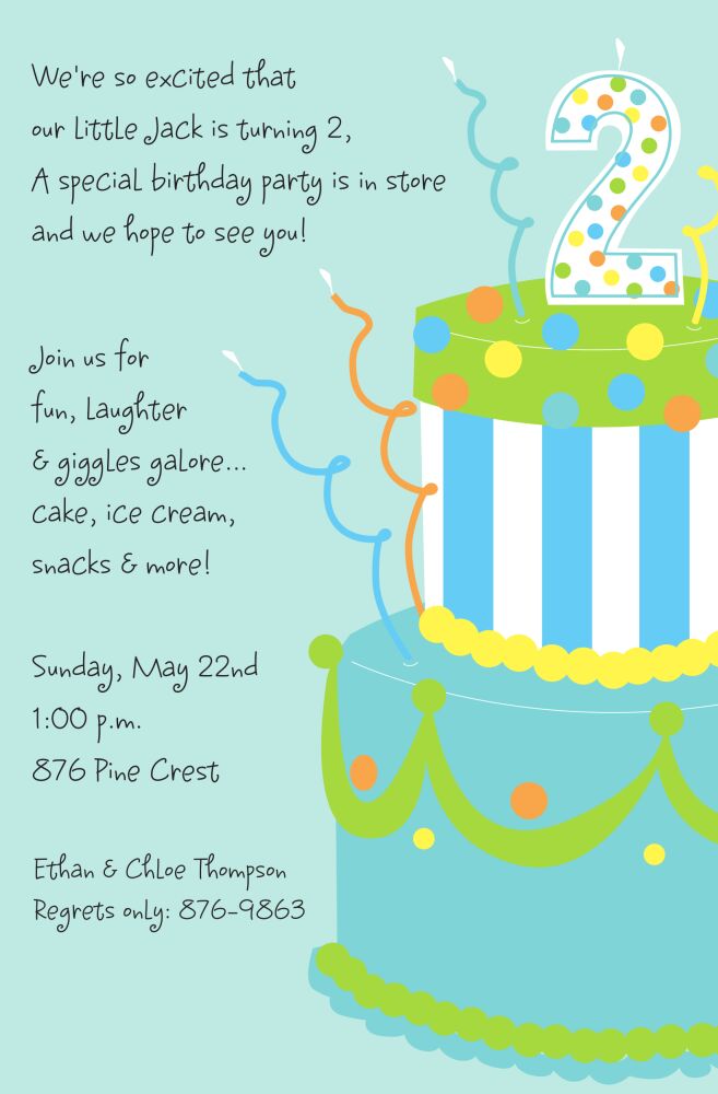 Boy 2 Cake Invitation