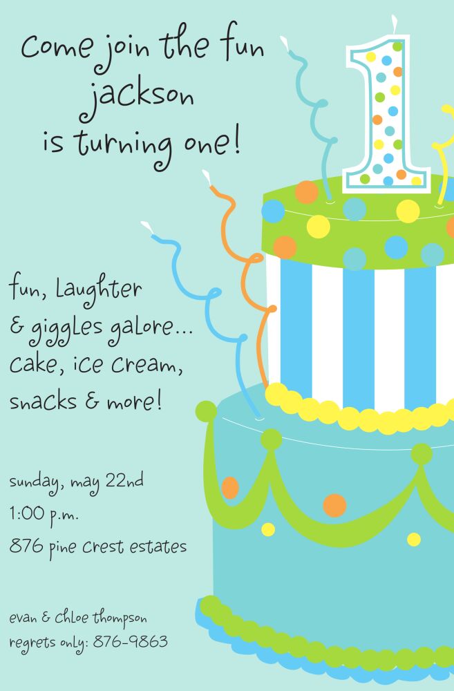 Blue Cake Invitation