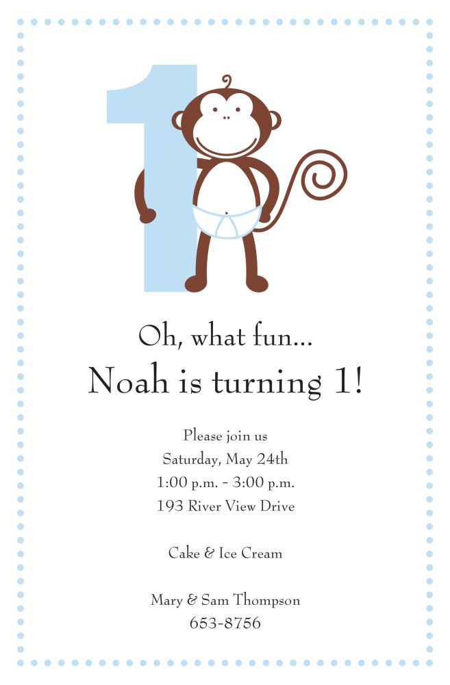 1st Monkey Boy Invitation