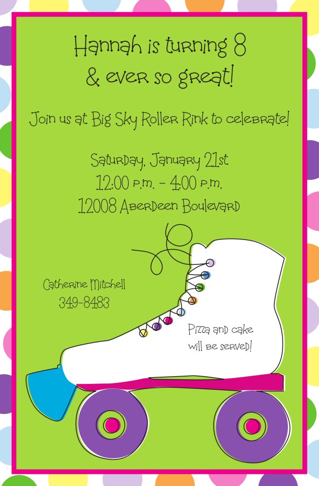 Girl's Rollerskates Invitation