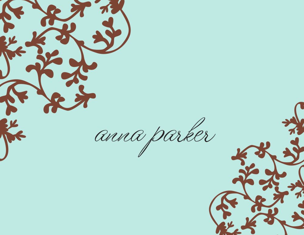 Blue Vines Folded Note