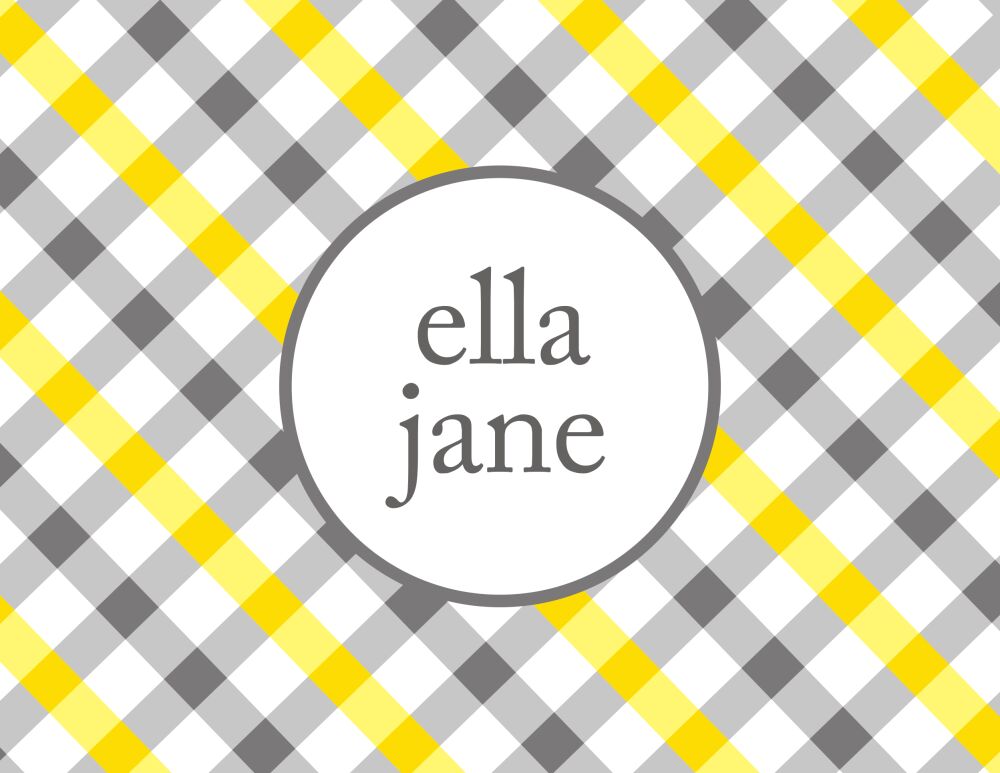 Gray & Yellow Plaid Folded Note
