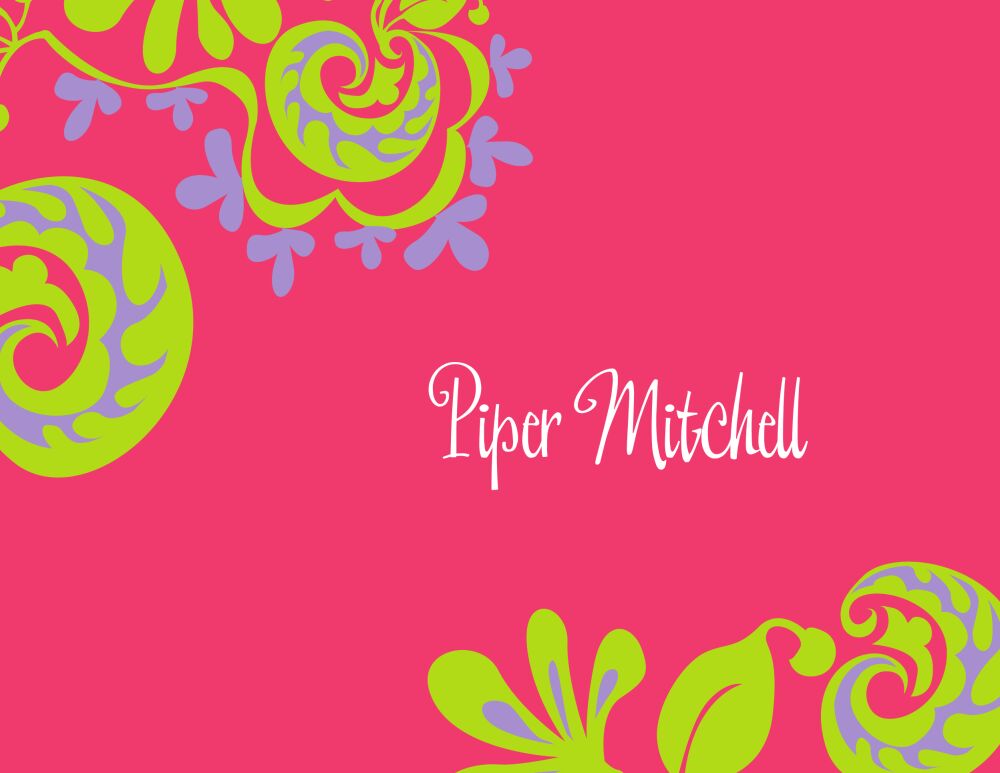 Floral Corners Pink Folded Note