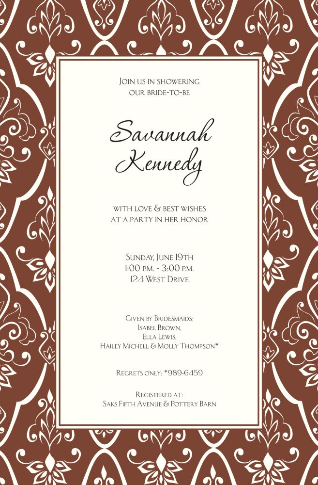 Textile Brown Invitation