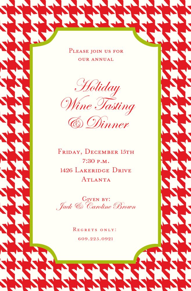 Houndstooth Red Invitation