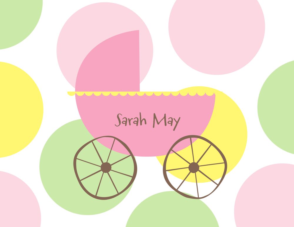 Vintage Carriage Girl Folded Note