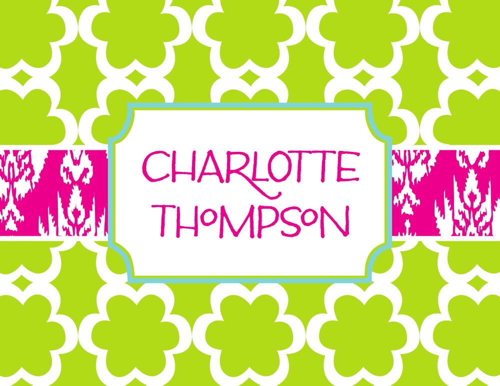 Lime Blooms Folded Note