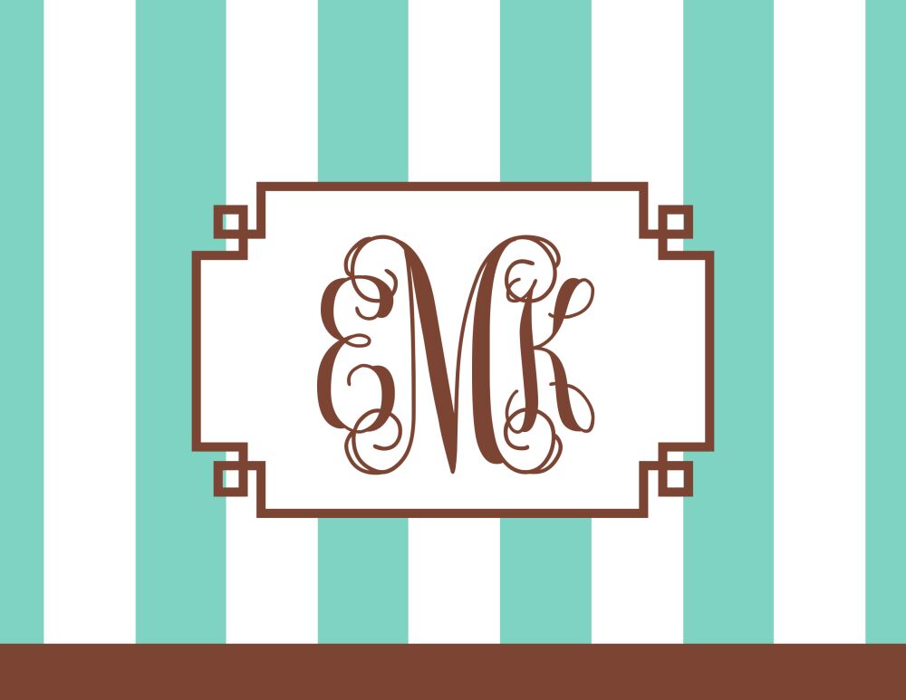 Meander Aqua Folded Note