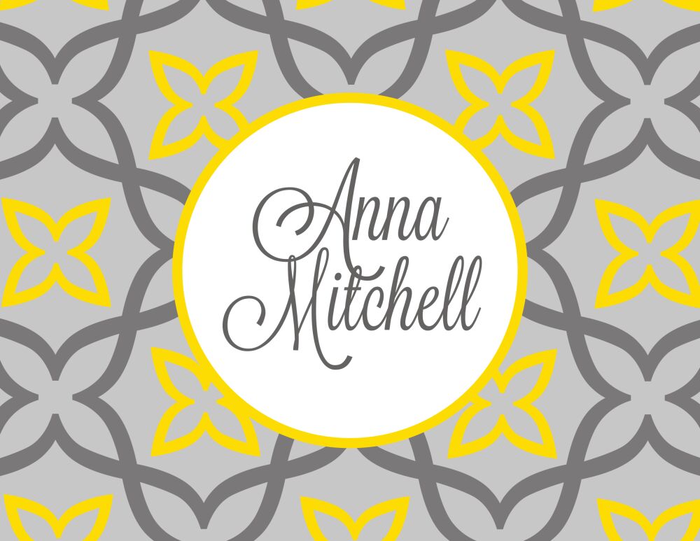 Slate & Yellow Flora Folded Note